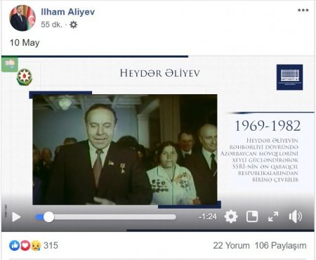 Prezident “Facebook”da Heydər Əliyevin anadan olmasının 96-cı ildönümünə həsr edilmiş videoçarx paylaşıb-VIDEO