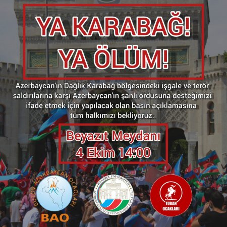 İstanbulda "Ya Qarabağ! Ya Ölüm!"adlı mitinq keçiriləcək