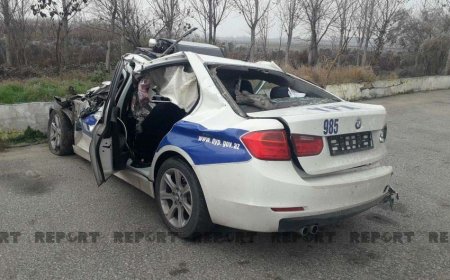 Yol polisi Bakı-Qazax yolunda qəza törətdi, 2 polis xəsarət aldı