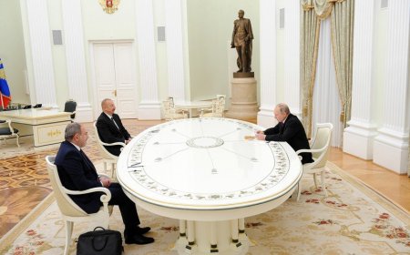 İlham Əliyev, Vladimir Putin və Nikol Paşinyan arasında görüş davam edir
