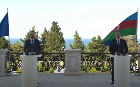 Prezident İlham Əliyev və Şarl Mişel birgə mətbuat konfransı keçirir - CANLI YAYIM
