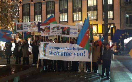 Avropa azərbaycanlıları Brüsseldə Prezident İlham Əliyevi qarşılamağa çıxıblar-VIDEO
