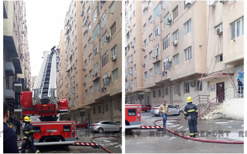 Xırdalanda yaşayış binasında yanğın başlayıb, sakinlər təxliyə edilib