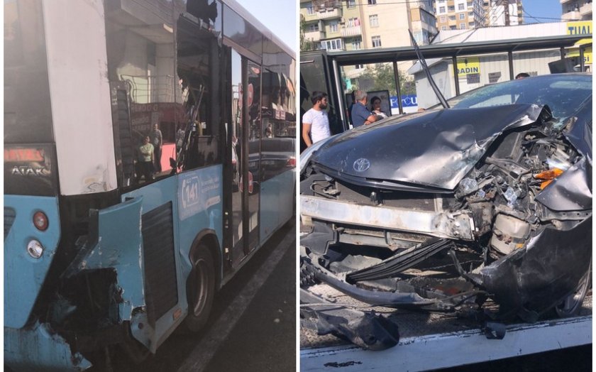 Bakıda sərnişin avtobusu qəza törədib