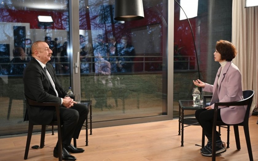 Prezident İlham Əliyev Davosda Çinin CGTN televiziya kanalına müsahibə verib