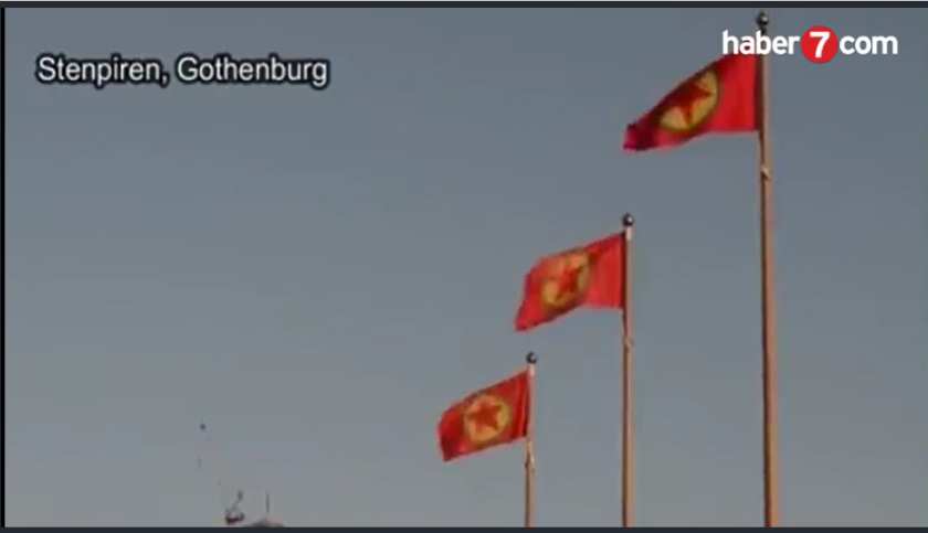 İsveçdə dövlət qurumlarının binasında PKK bayrağı asıldı