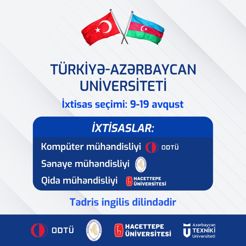 Türkiyə-Azərbaycan Universitetinə ixtisas seçimi aparılacaq