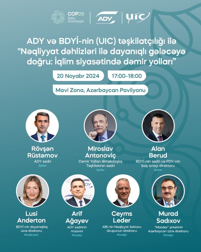 “Nəqliyyat dəhlizləri ilə dayanıqlı gələcəyə doğru: İqlim siyasətində dəmir yolları” adlı tədbir keçiriləcək