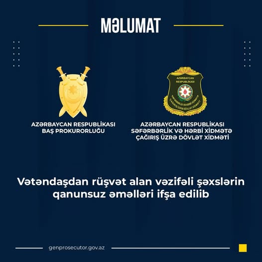 Səfərbərlik Xidmətinin vəzifəli şəxsləri barəsində qətimkan tədbiri seçilib